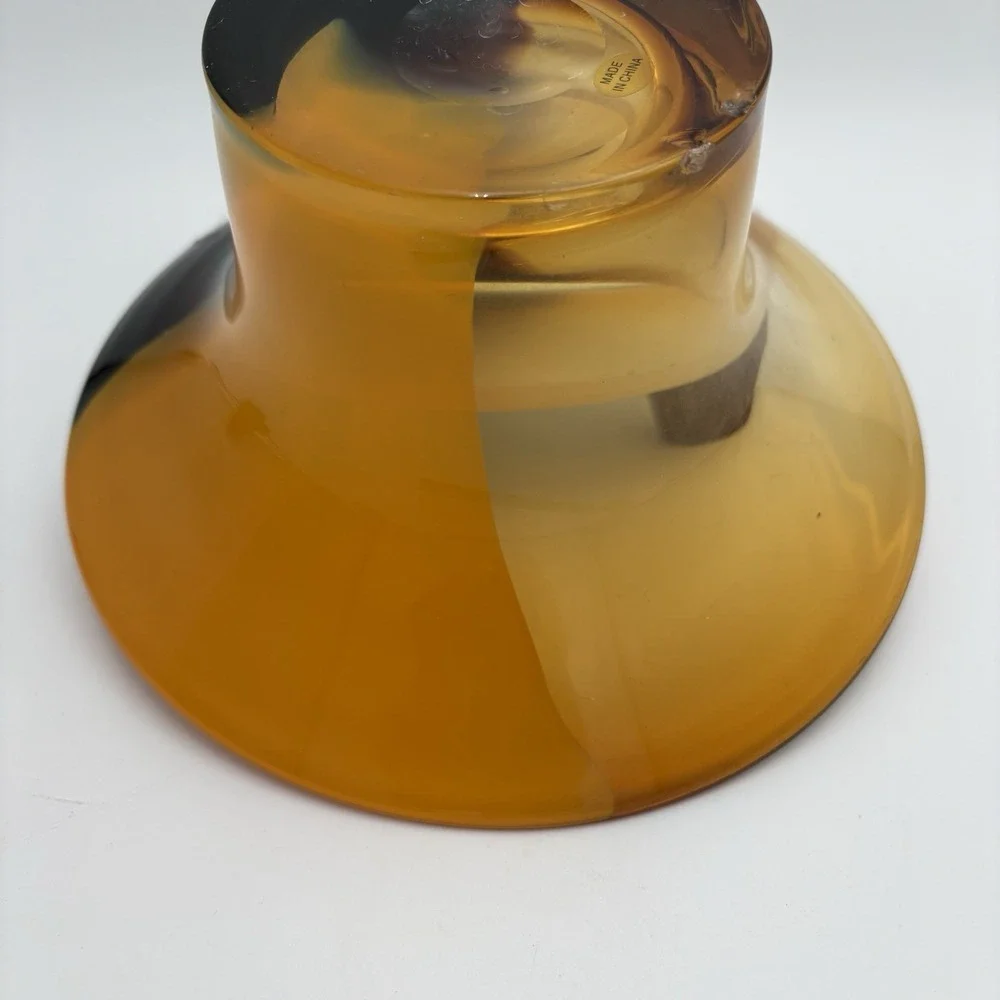 Vintage 1970s Teleflora Tri-color‎ Orange Amber Purple Handblown Glass Bowl Vase